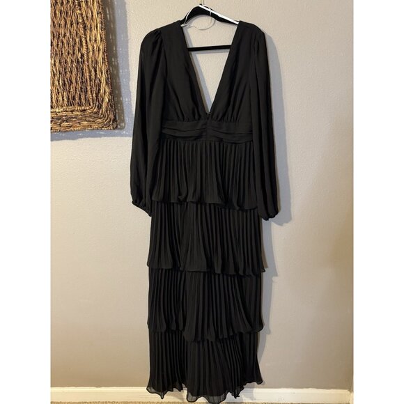 Lulus Black Amazing Evening Black Tiered Maxi Dress Gown Party Wedding XL NEW - Picture 7 of 11